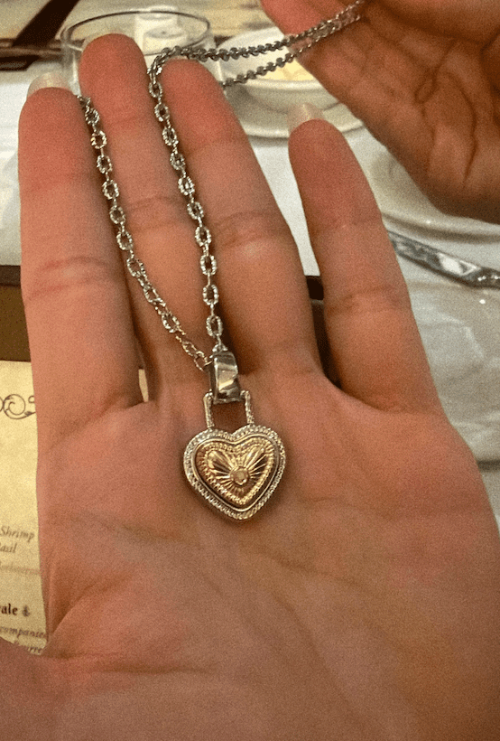 Gold heart necklace won from raffle on disney cruise. 